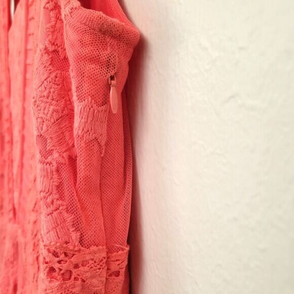 Sundance Dress Size 12 Coral Embroidered Mesh Lace Sleeveless Fully Lined Boho - Picture 5 of 10